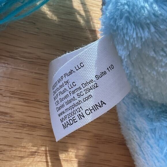 Blue Hard Eye Plush Stuffed Unicorn With Sparkling Horn & Blue Mane By MVP Plush - Picture 4 of 7